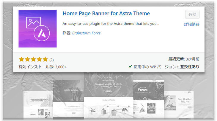 Astraプラグイン：Home Page Banner for Astra Theme